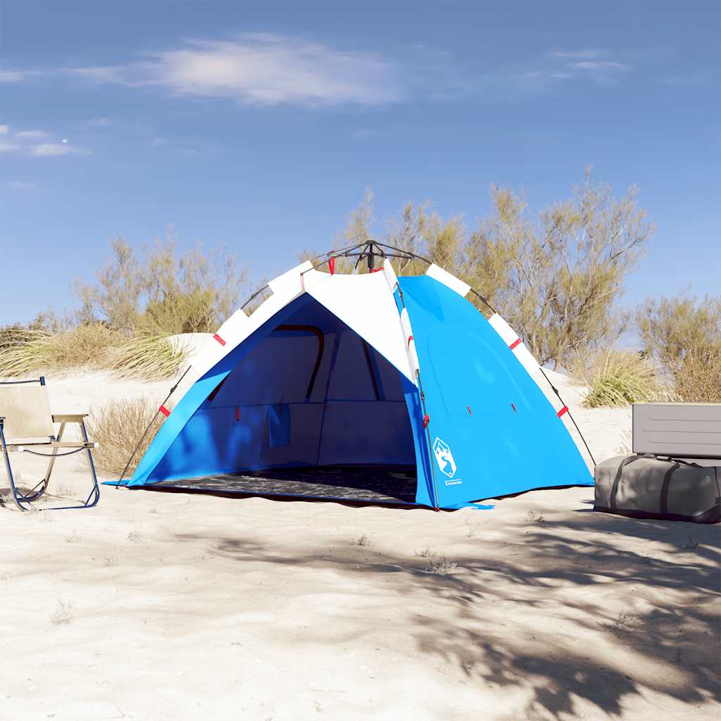 VidaXL tente de plage 3 personnes étanche à dégagement rapide bleu azur