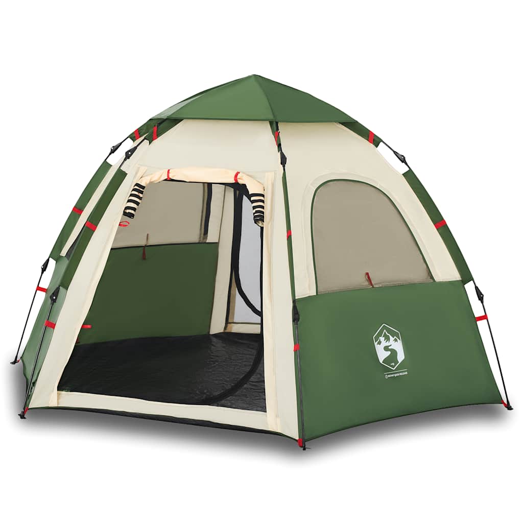 Tente de camping Vidaxl 4 personnes à dégagement rapide vert