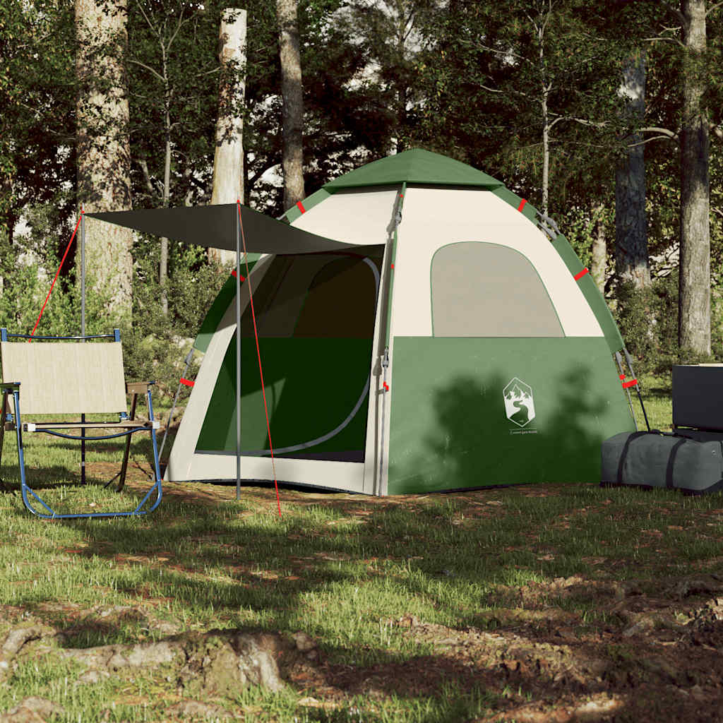 Tente de camping Vidaxl 4 personnes à dégagement rapide vert