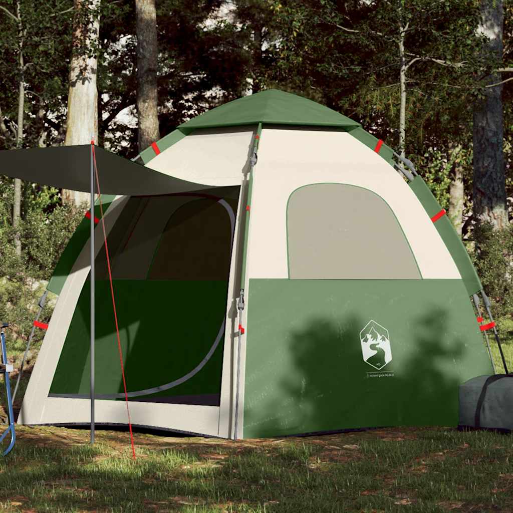 Tente de camping Vidaxl 4 personnes à dégagement rapide vert