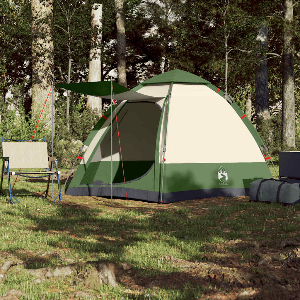 Tente de camping Vidaxl 4 personnes à dégagement rapide vert