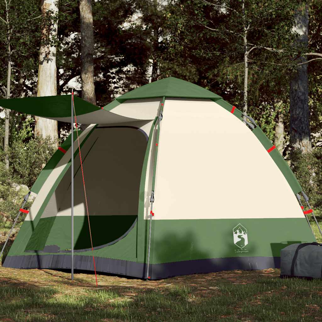 Tente de camping Vidaxl 4 personnes à dégagement rapide vert