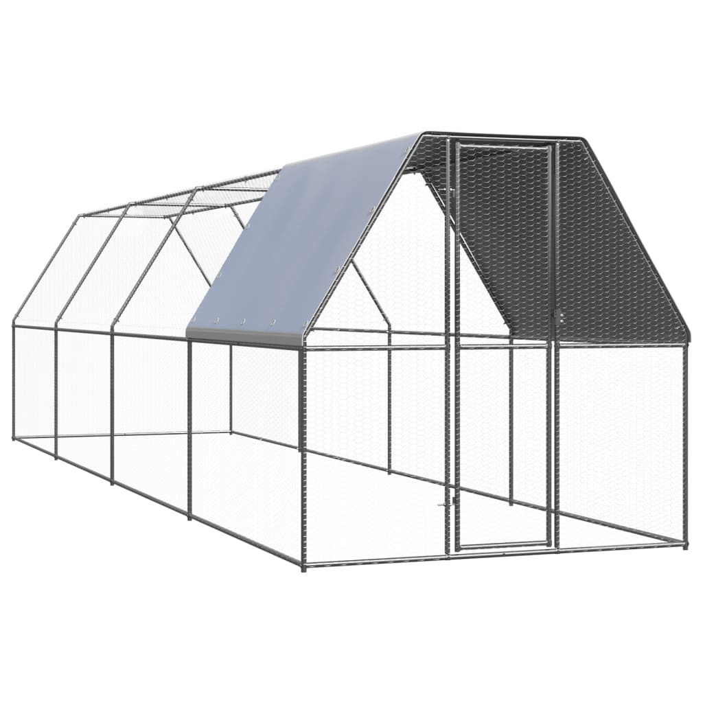 VidaXL Poulailler 2x8x2 m en acier galvanisé