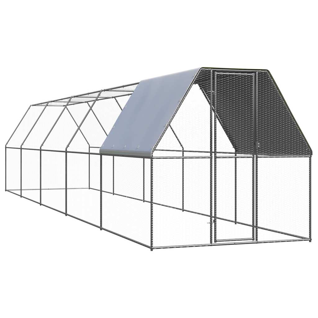 VidaXL Poulailler 2x10x2 m en acier galvanisé