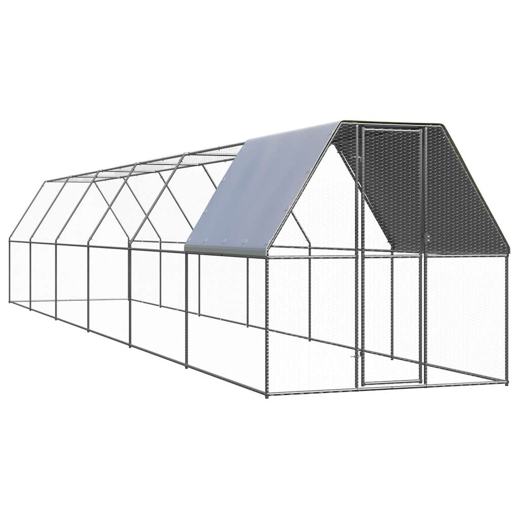 VidaXL Poulailler 2x12x2 m en acier galvanisé