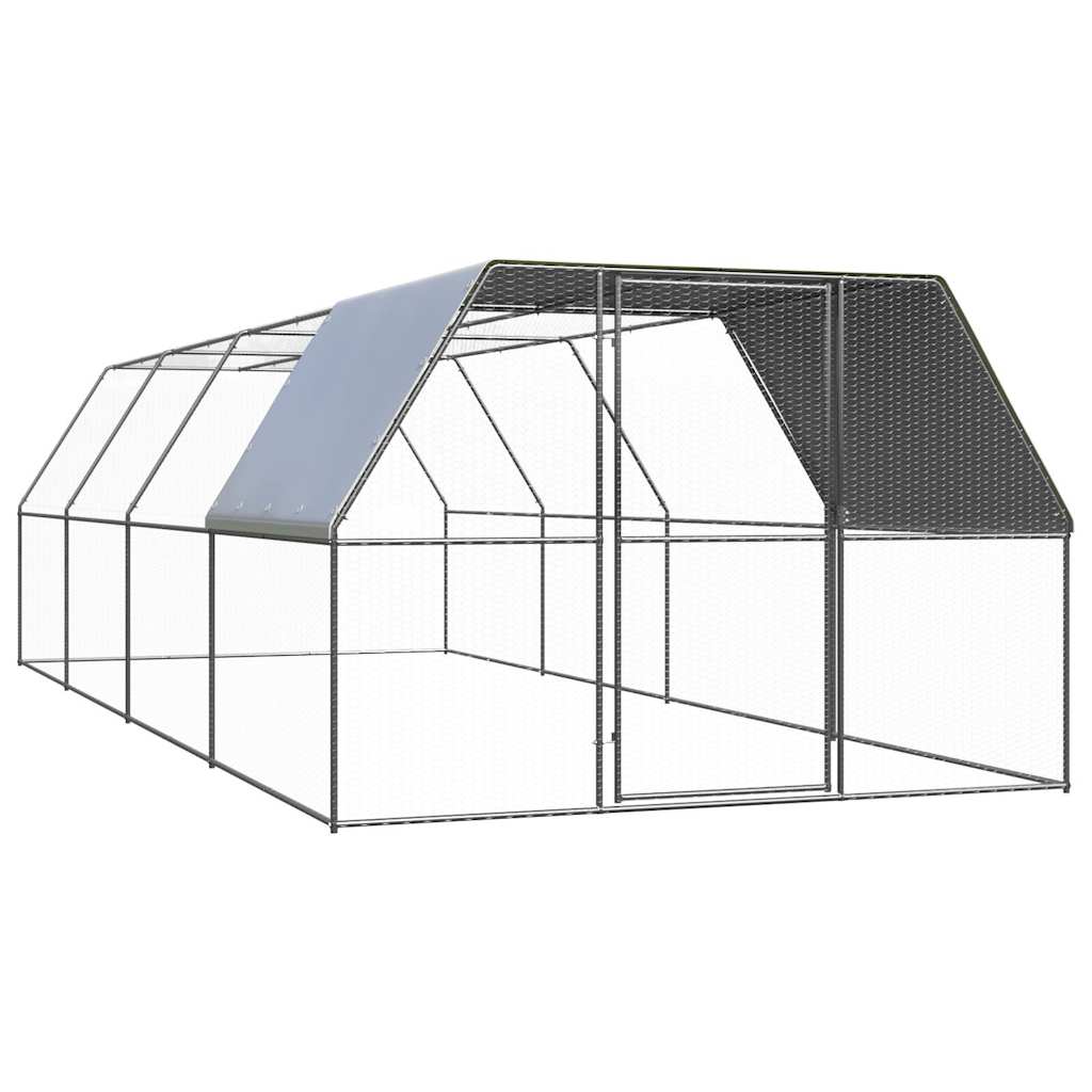 VidaXL Poulailler 3x8x2 m en acier galvanisé