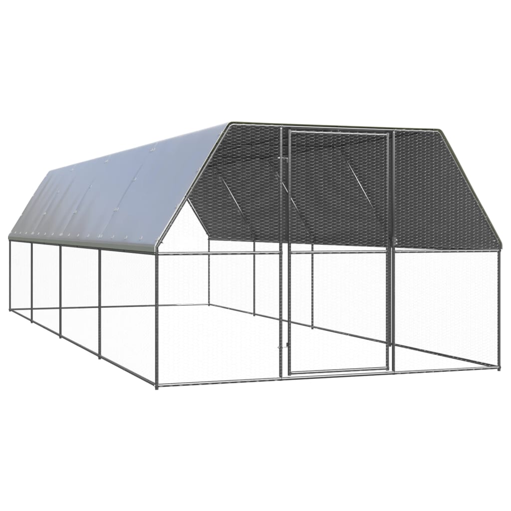 VidaXL Poulailler 3x8x2 m en acier galvanisé