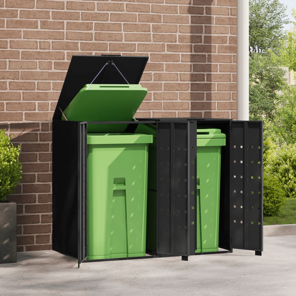 VidaXL Conteneur de stockage pour 2 conteneurs 138x79x117 cm acier noir