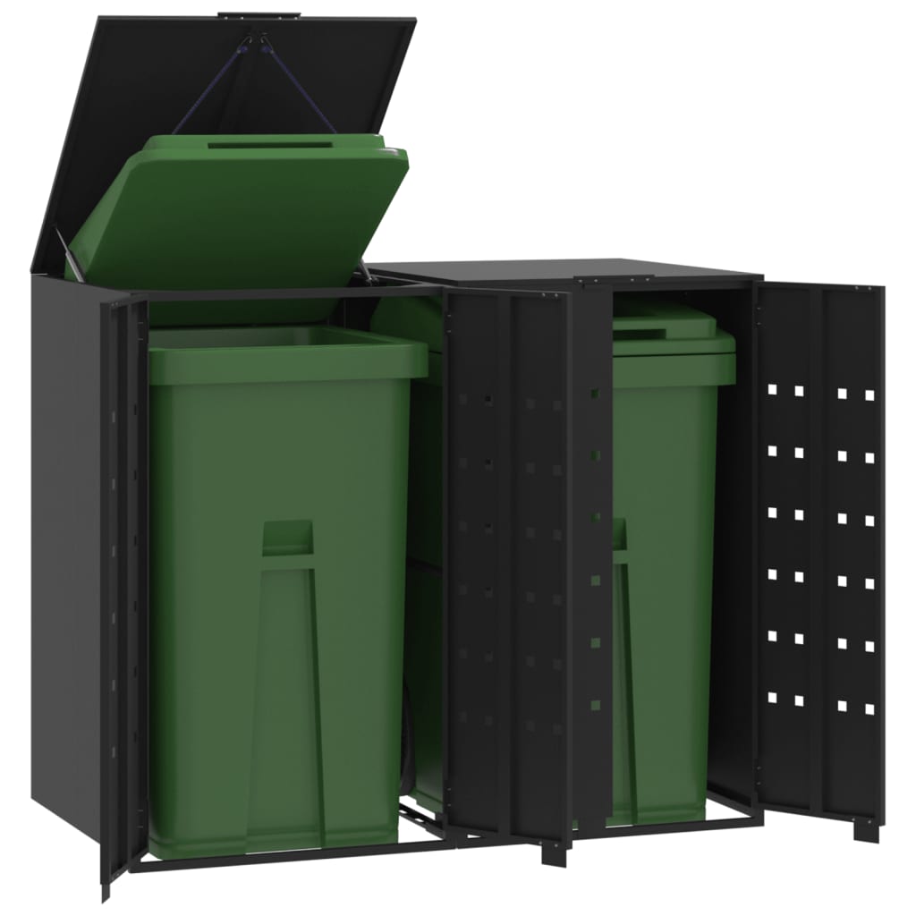VidaXL Conteneur de stockage pour 2 conteneurs 138x79x117 cm acier noir