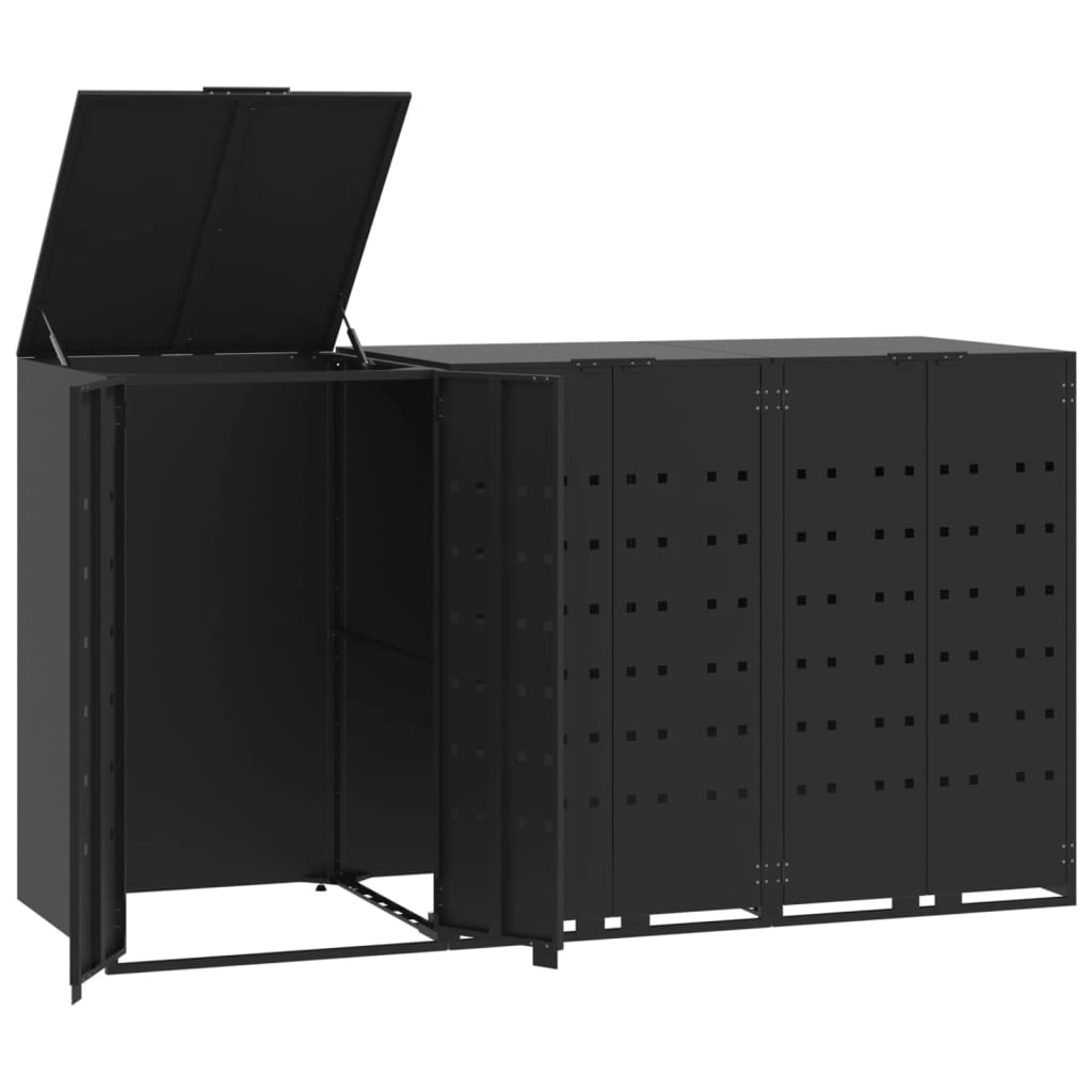 VidaXL Conteneur de stockage pour 3 conteneurs 207x79x117 cm acier noir