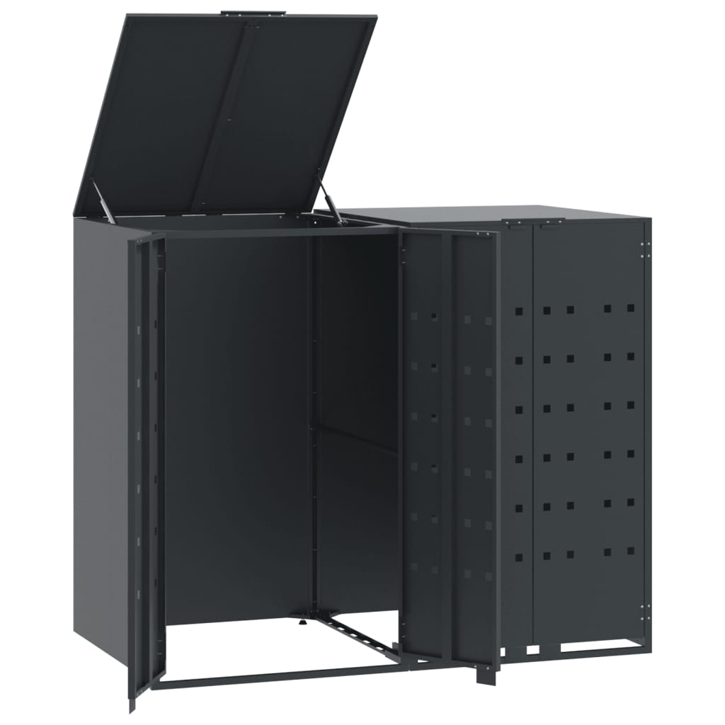 VidaXL Conteneur de stockage 2 conteneurs 138x79x117 cm acier anthracite
