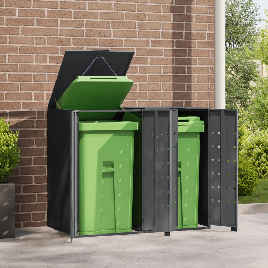 VidaXL Conteneur de stockage 2 conteneurs 138x79x117 cm acier anthracite