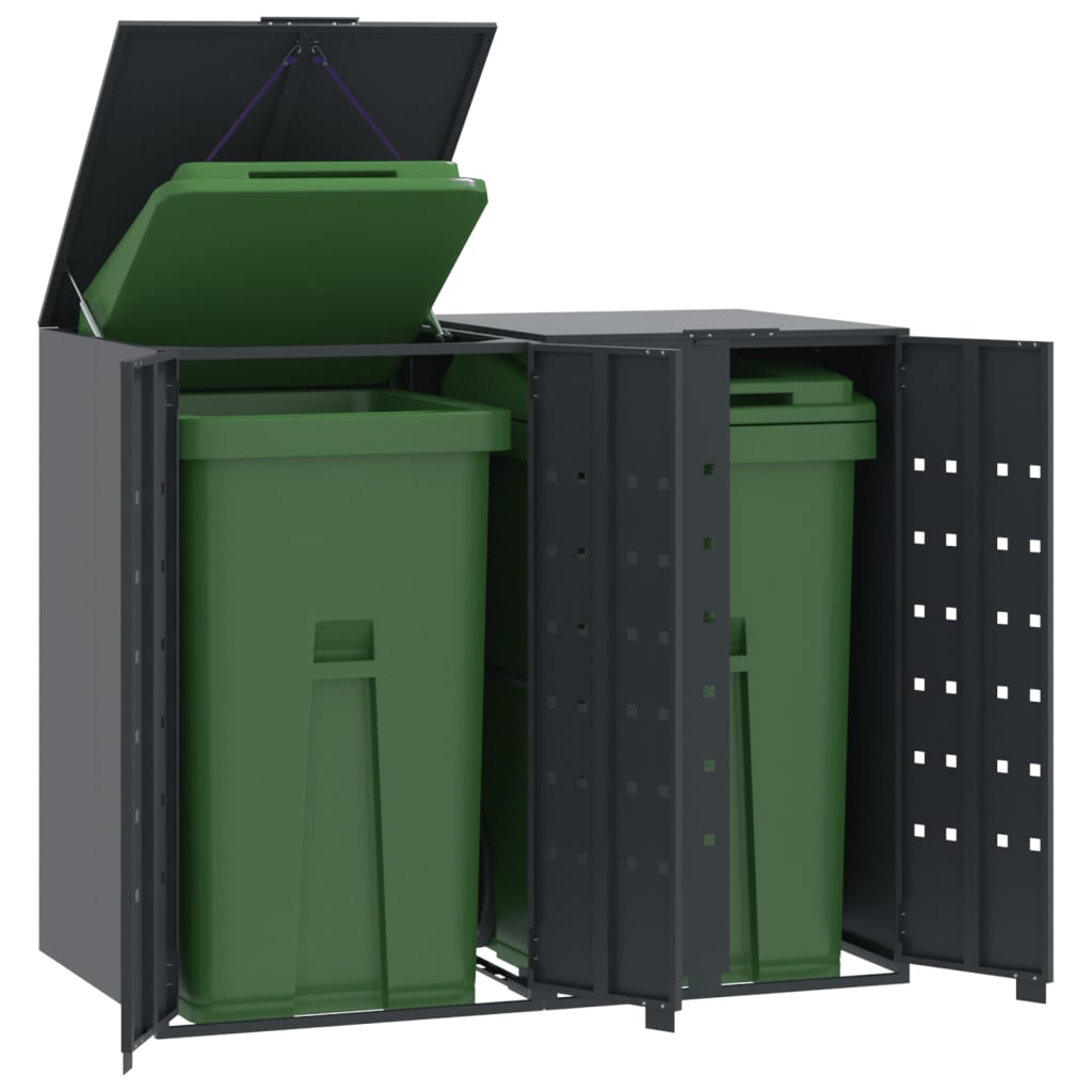 VidaXL Conteneur de stockage 2 conteneurs 138x79x117 cm acier anthracite
