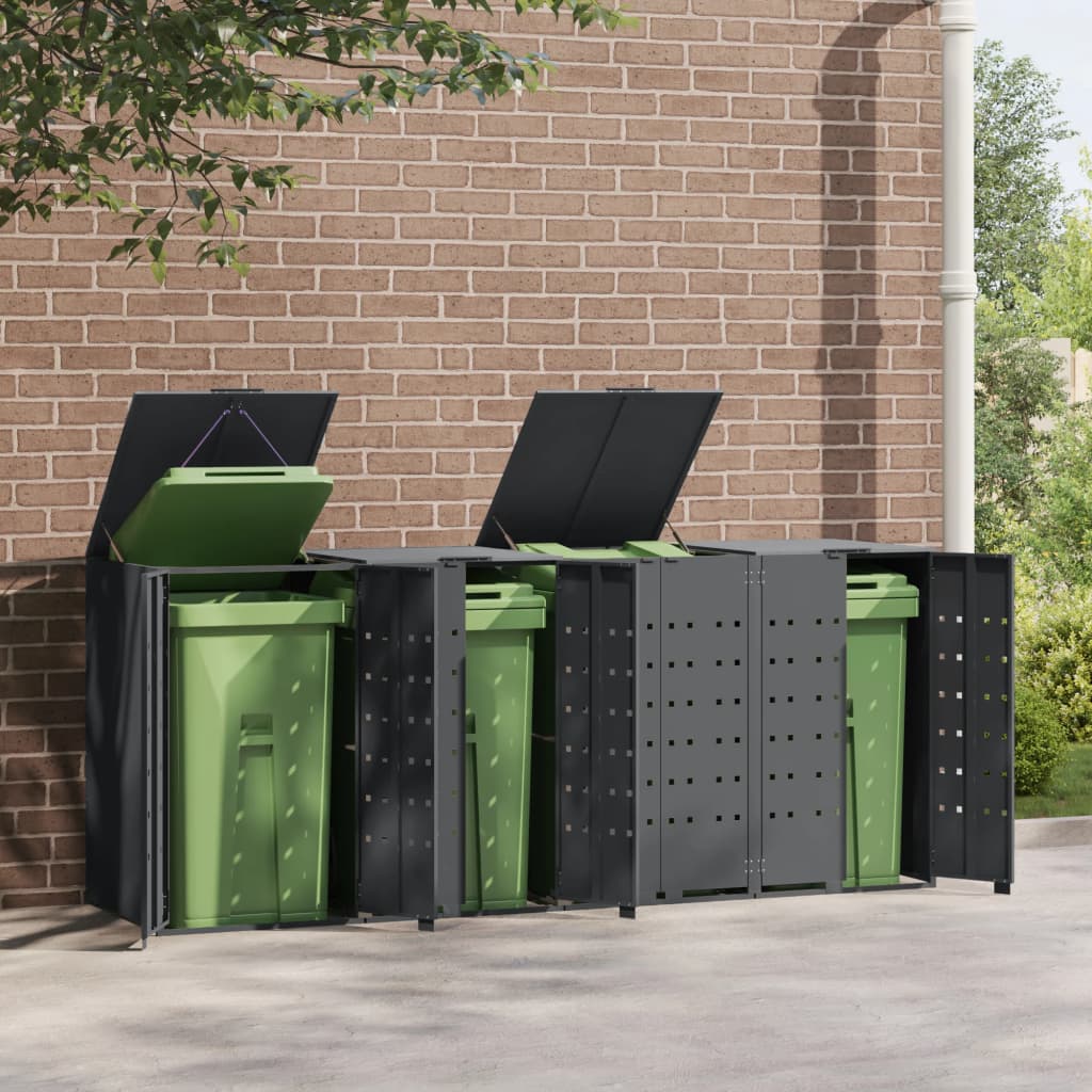 VidaXL Conteneur de stockage 4 conteneurs 276x79x117 cm acier anthracite