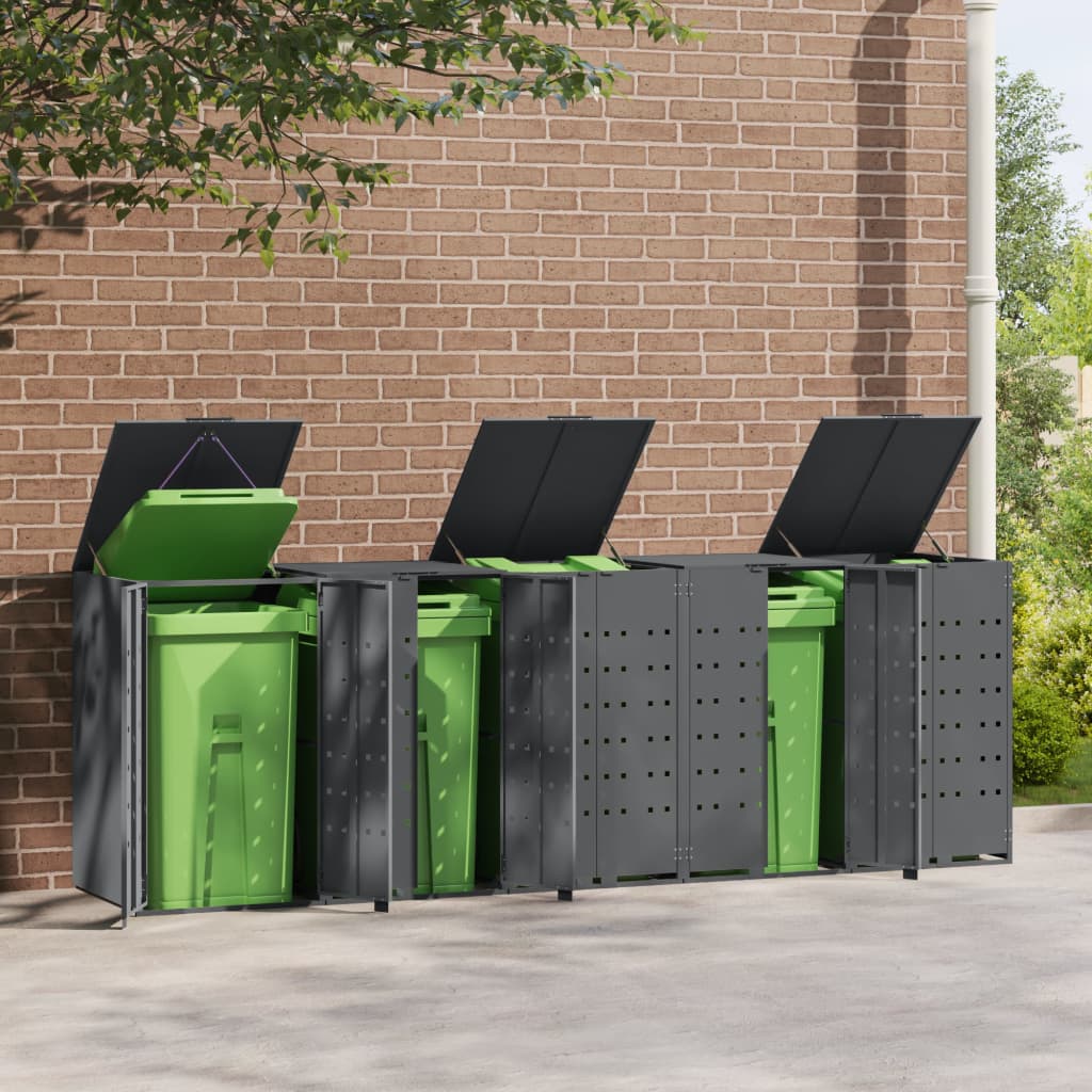 VidaXL Conteneur de stockage 5 conteneurs 345x79x117 cm acier anthracite