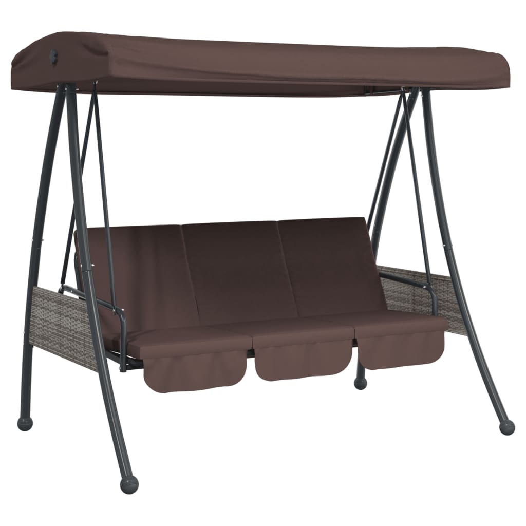 Banc balançoire VidaXL avec auvent réglable en acier marron café