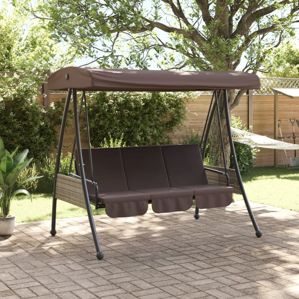 Banc balançoire VidaXL avec auvent réglable en acier marron café