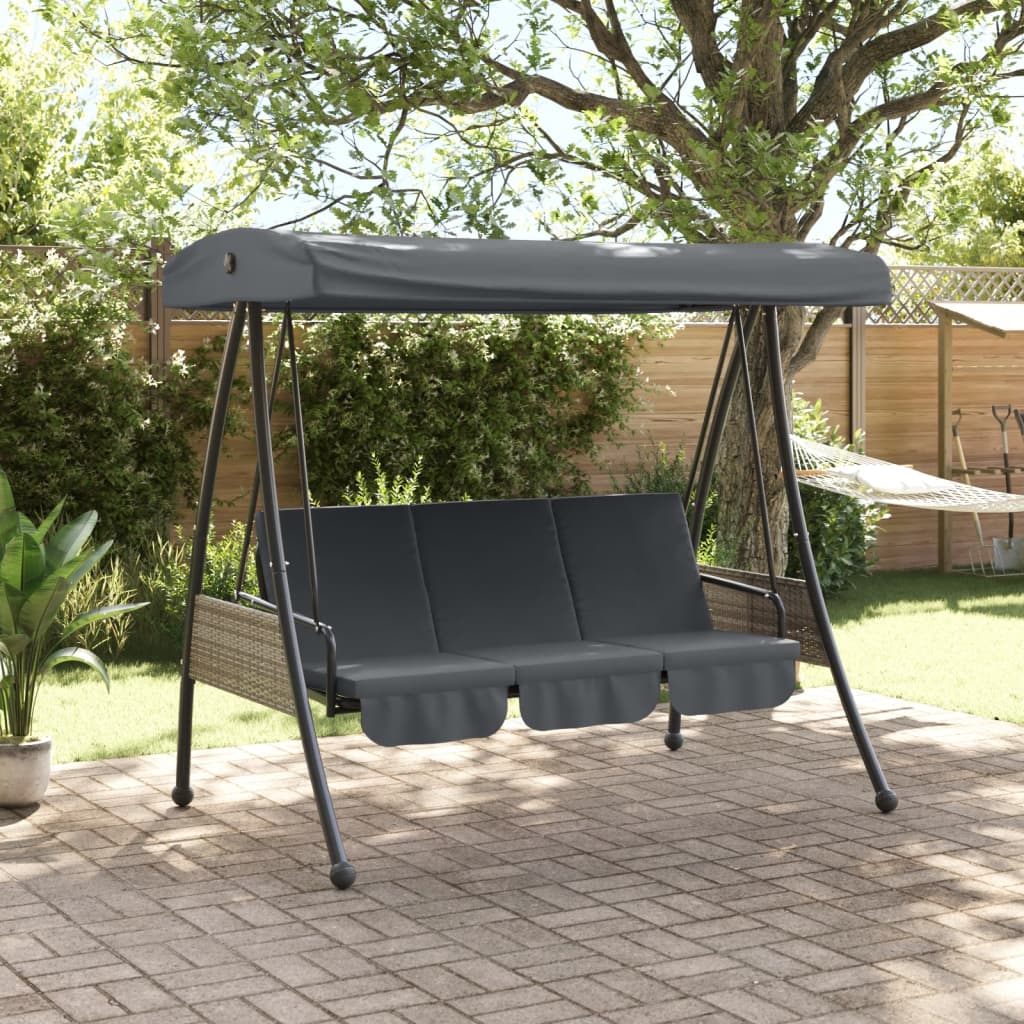 Banc balançoire Vidaxx avec auvent réglable en acier gris foncé