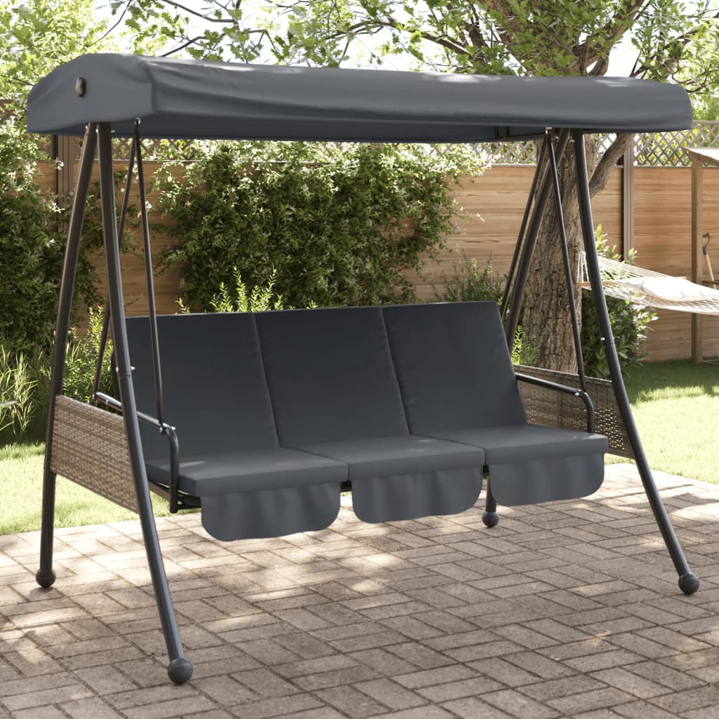 Banc balançoire Vidaxx avec auvent réglable en acier gris foncé