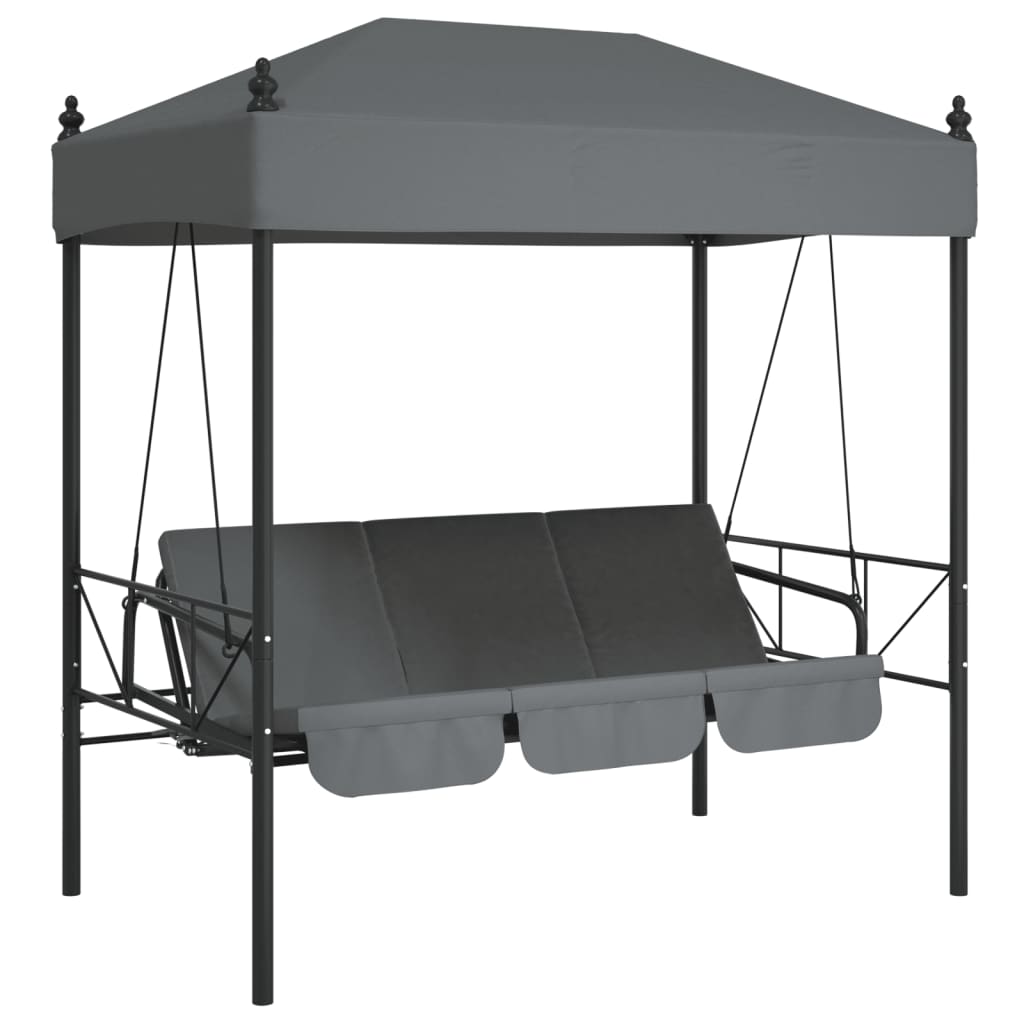 VidaXL Balancelle avec auvent en acier gris foncé