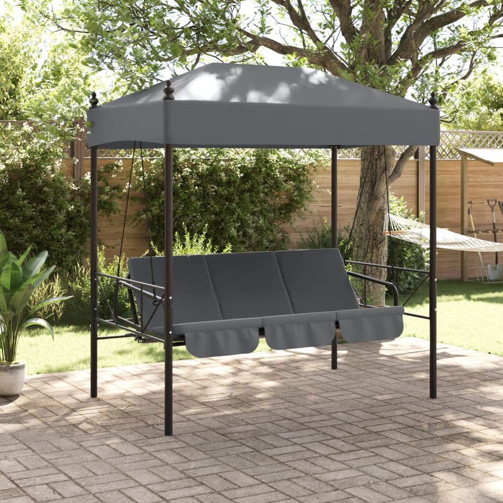 VidaXL Balancelle avec auvent en acier gris foncé