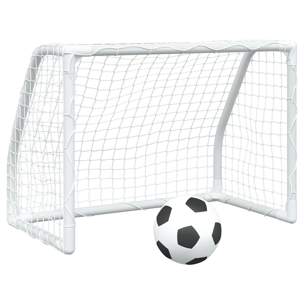 VidaXL buts de football pour enfants 2 pcs avec ballon 64x35x48 cm métal blanc