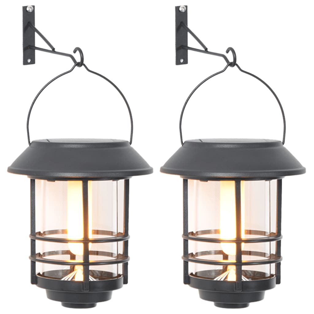 VidaXL lanternes murales d'extérieur 2 pcs flamme vacillante solaire blanc chaud