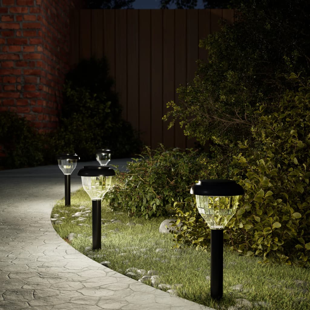 VidaXL éclairage d'allée de jardin 4 pcs solaire avec piquets de terre RVB et blanc chaud