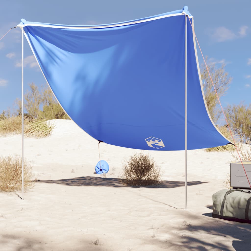 VidaXL auvent de plage avec ancres à sable 214x236 cm bleu