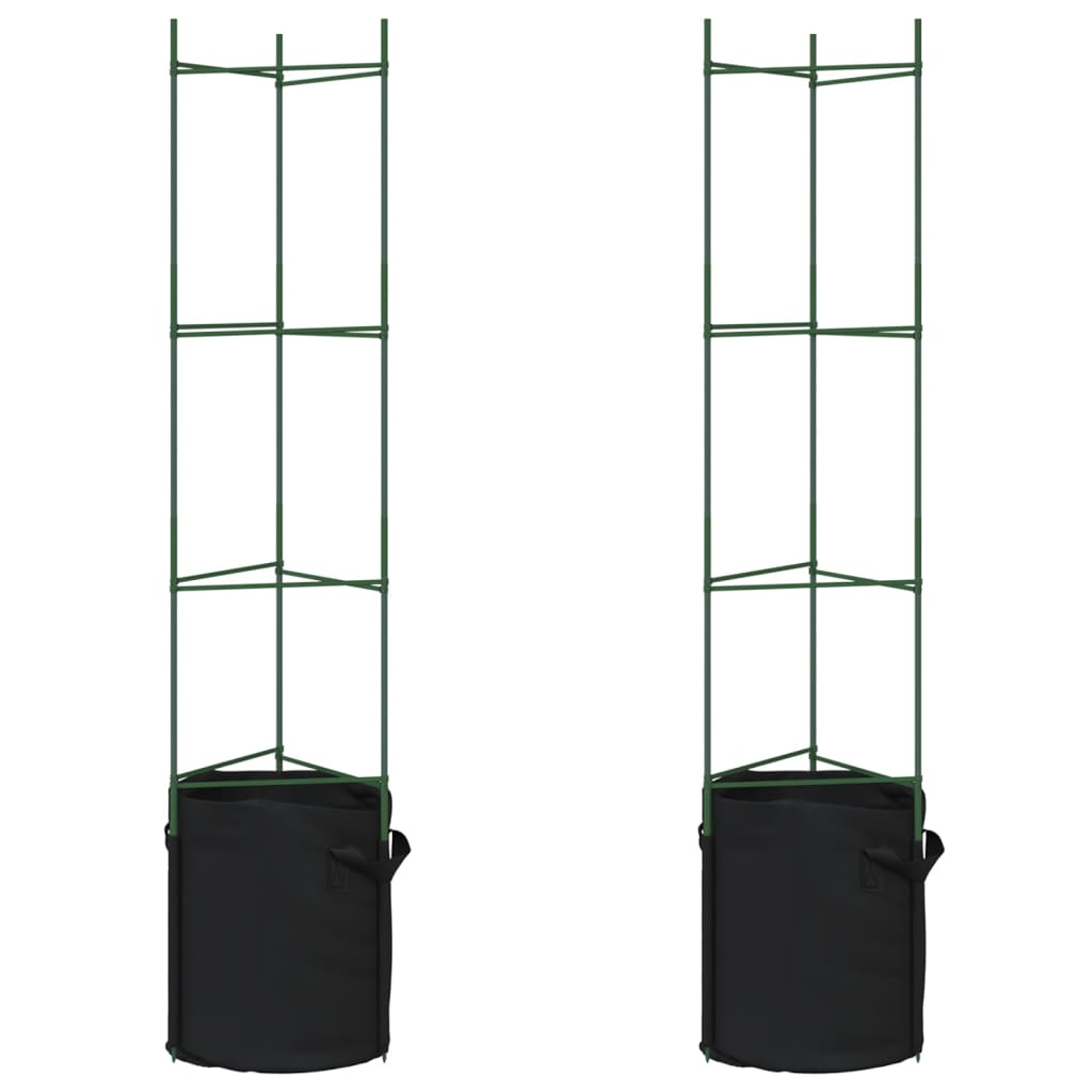 Vidaxl cage à tomates avec sac à plantes 2 pcs 154 cm acier et polypropylène