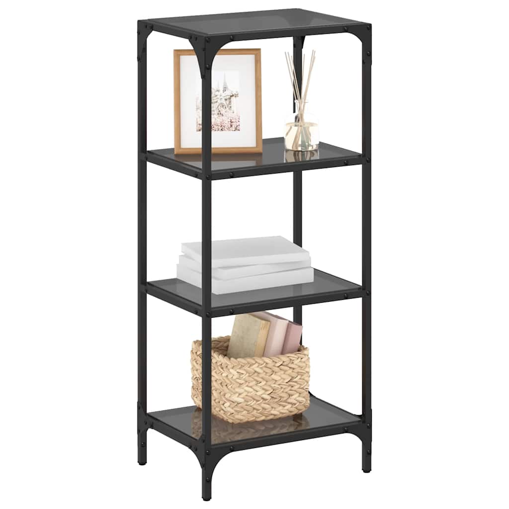 Vidaxx étagère de rangement avec plateau en verre noir 40x30x95 cm en acier