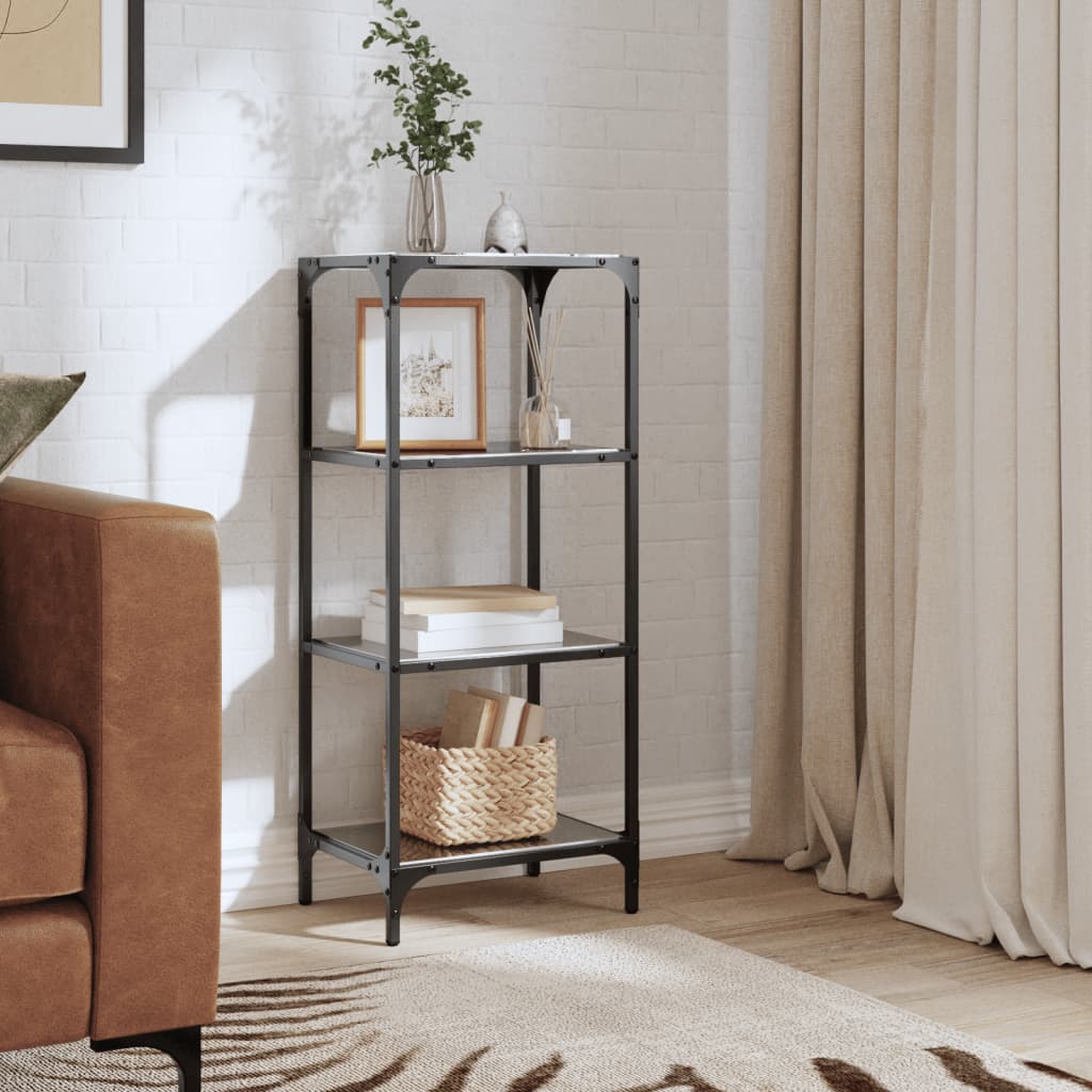 Vidaxx étagère de rangement avec plateau en verre noir 40x30x95 cm en acier