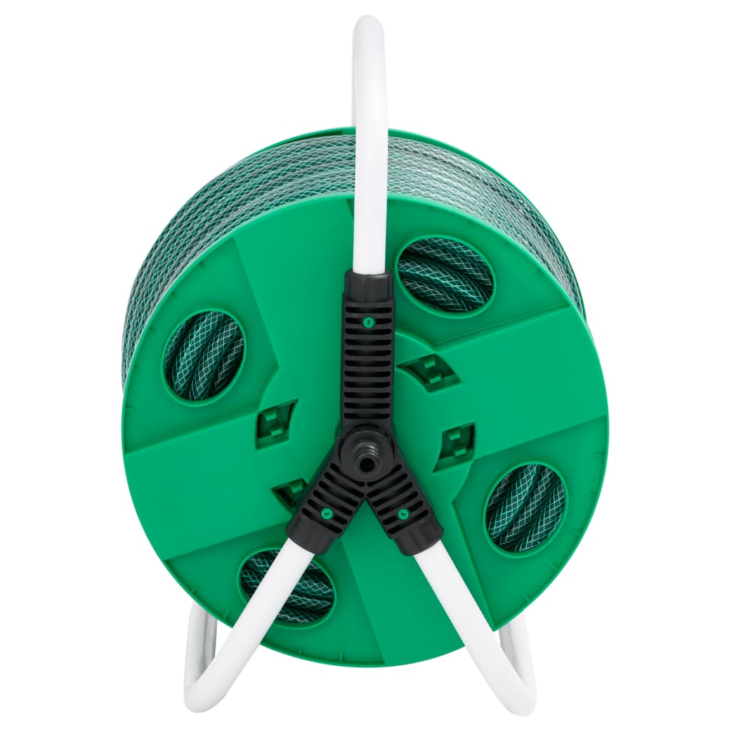 Enrouleur de tuyau autoportant Vidaxl avec tuyau PVC vert de 20 m