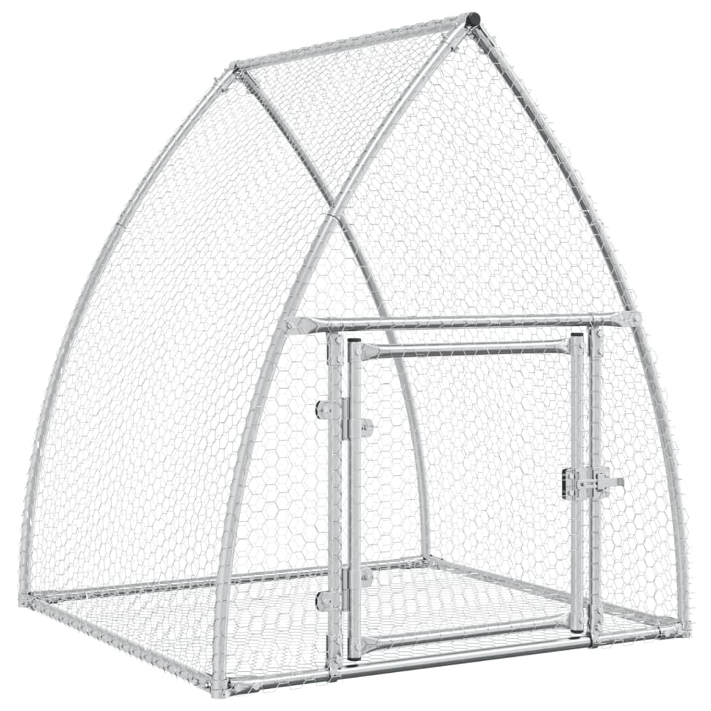 Clapier à lapin Vidaxxl 100x105x120 cm acier galvanisé argenté