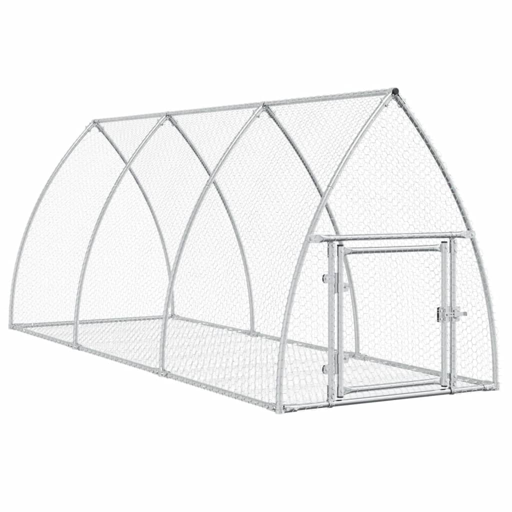 Clapier à lapin Vidaxxl 300x105x120 cm acier galvanisé argenté