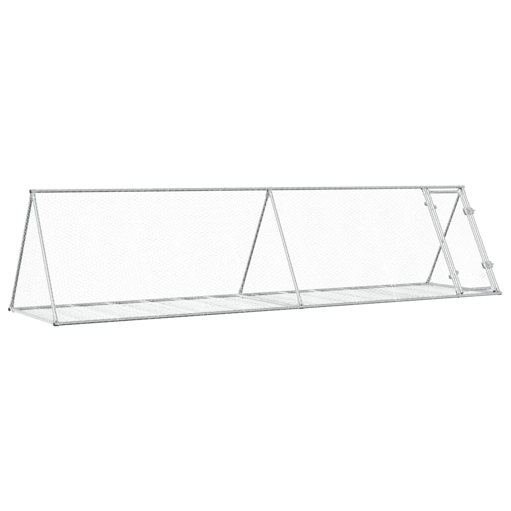Clapier à lapin Vidaxxl 400x105x91 cm acier galvanisé argenté