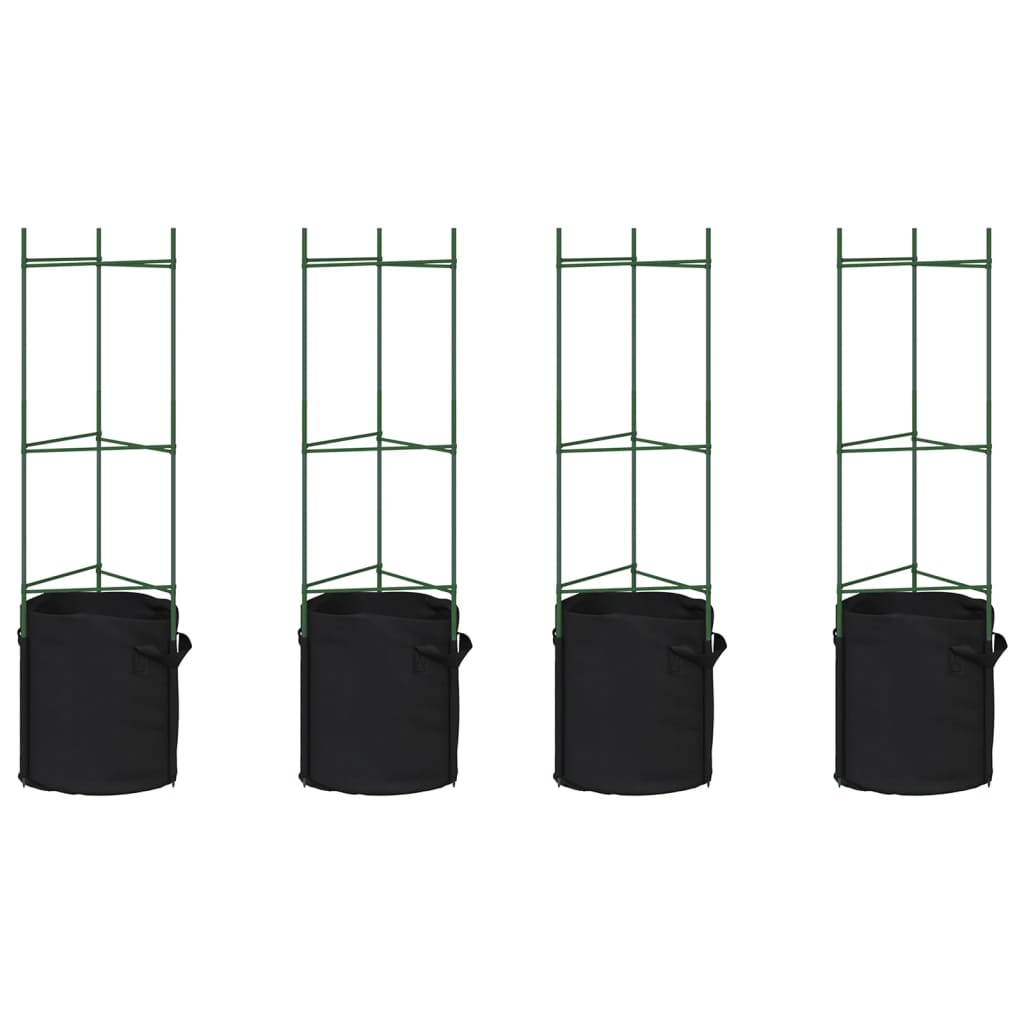 VidaXL Cages à tomates avec sac à plantes 4 pcs 116 cm acier et polypropylène