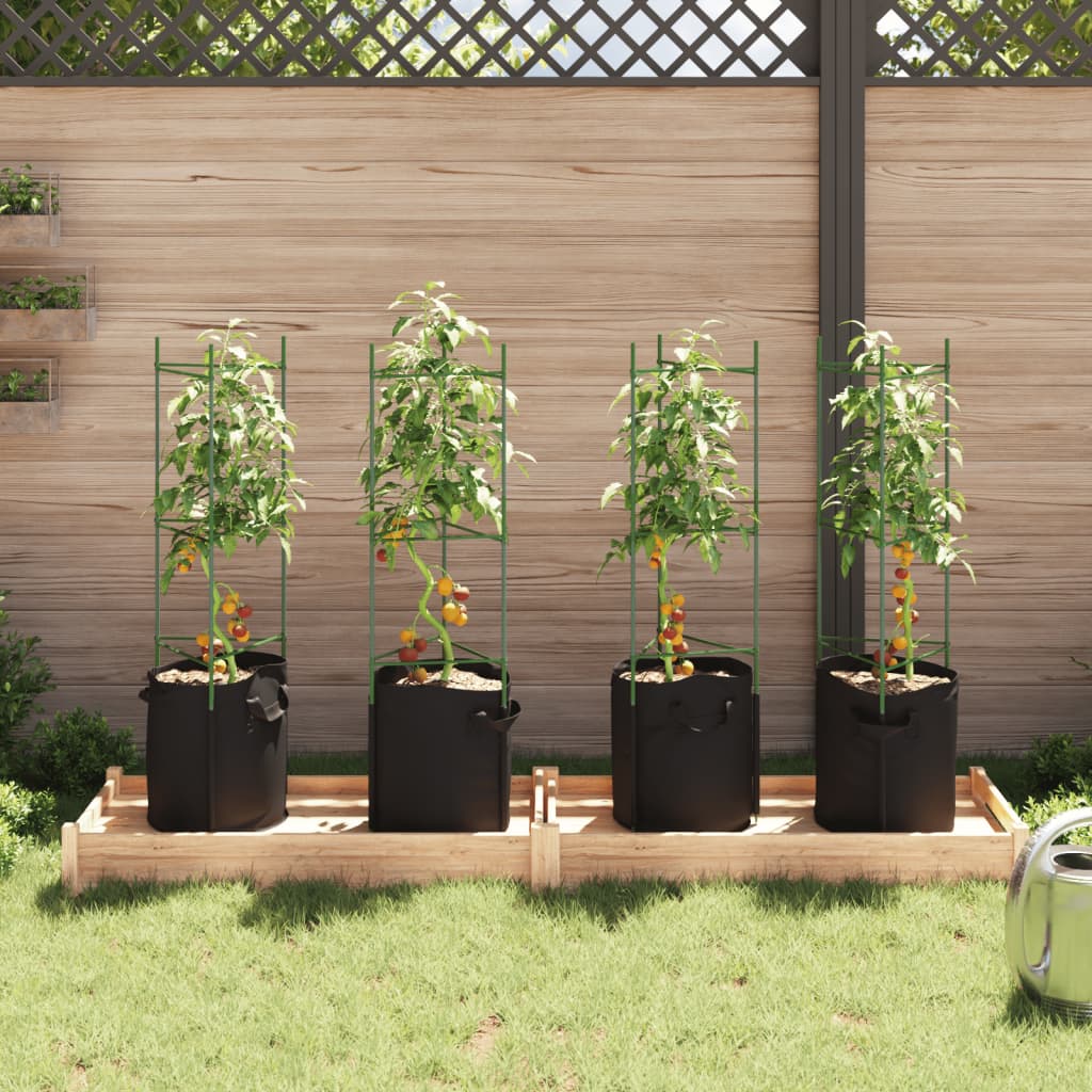 VidaXL Cages à tomates avec sac à plantes 4 pcs 116 cm acier et polypropylène