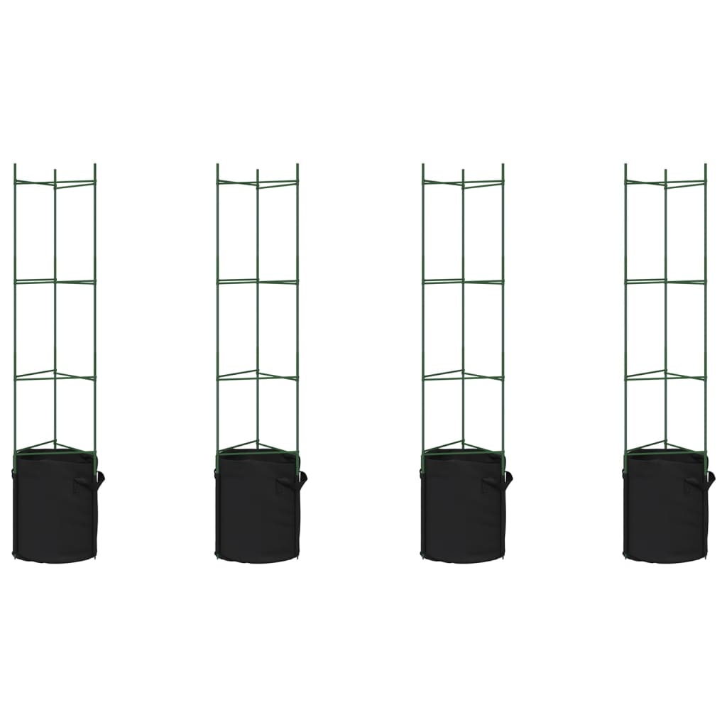 VidaXL Cages à tomates avec sac à plantes 4 pcs 154 cm acier et polypropylène