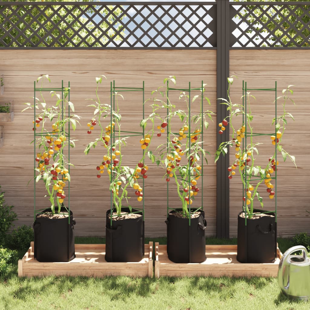 VidaXL Cages à tomates avec sac à plantes 4 pcs 154 cm acier et polypropylène