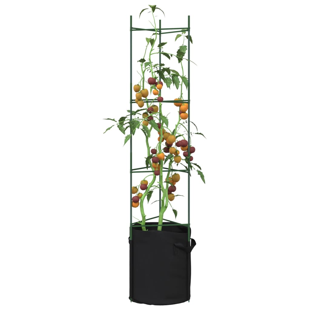 VidaXL Cages à tomates avec sac à plantes 4 pcs 154 cm acier et polypropylène