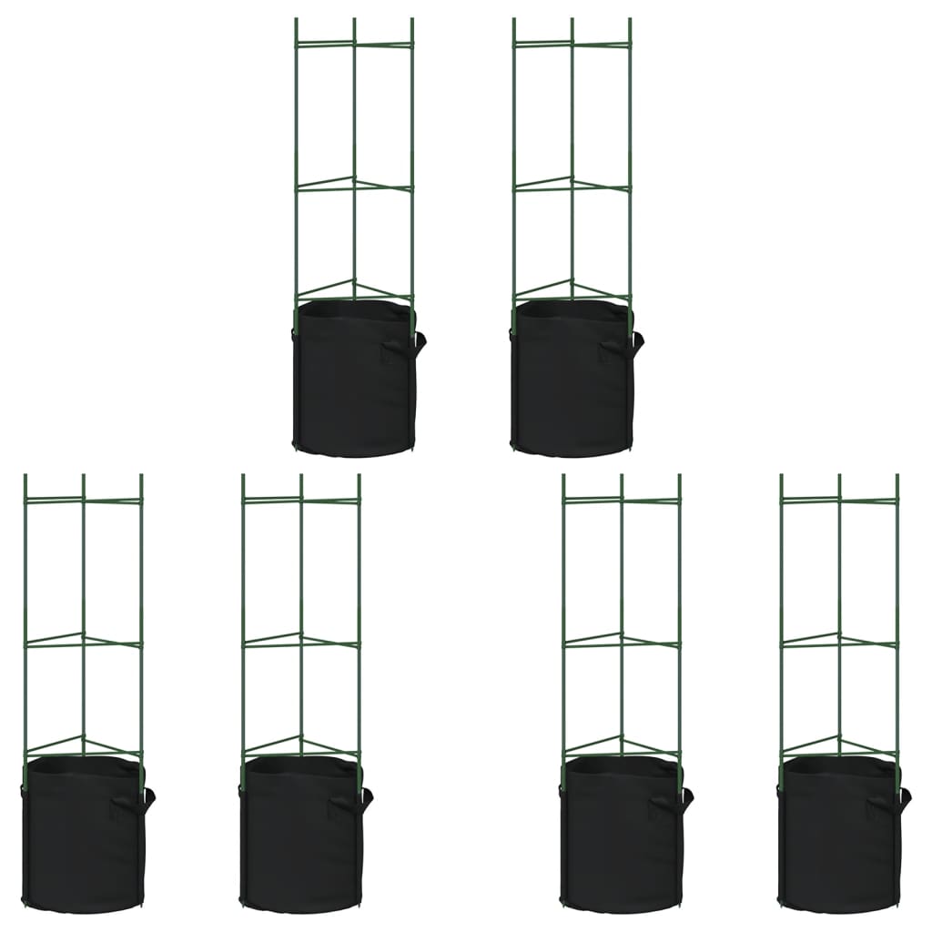 VidaXL Cages à tomates avec sac à plantes 6 pcs 116 cm acier et polypropylène