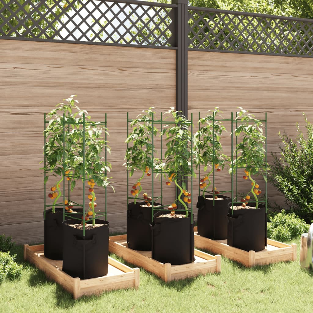 VidaXL Cages à tomates avec sac à plantes 6 pcs 116 cm acier et polypropylène