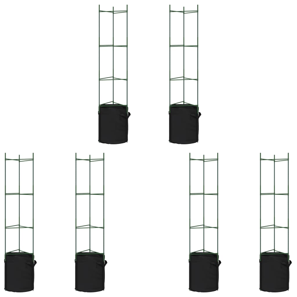 VidaXL Cages à tomates avec sac à plantes 6 pcs 154 cm acier et polypropylène