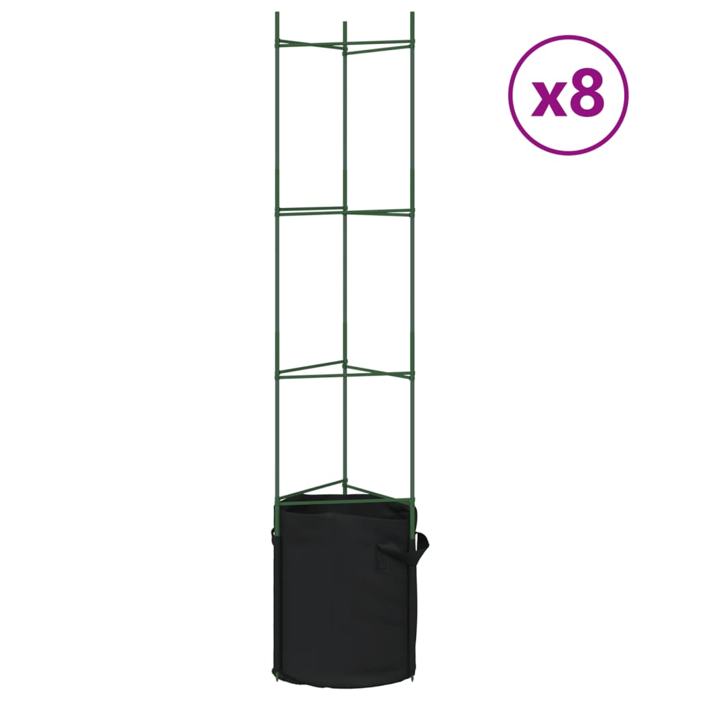 VidaXL Cages à tomates avec sac à plantes 8 pcs 154 cm acier et polypropylène