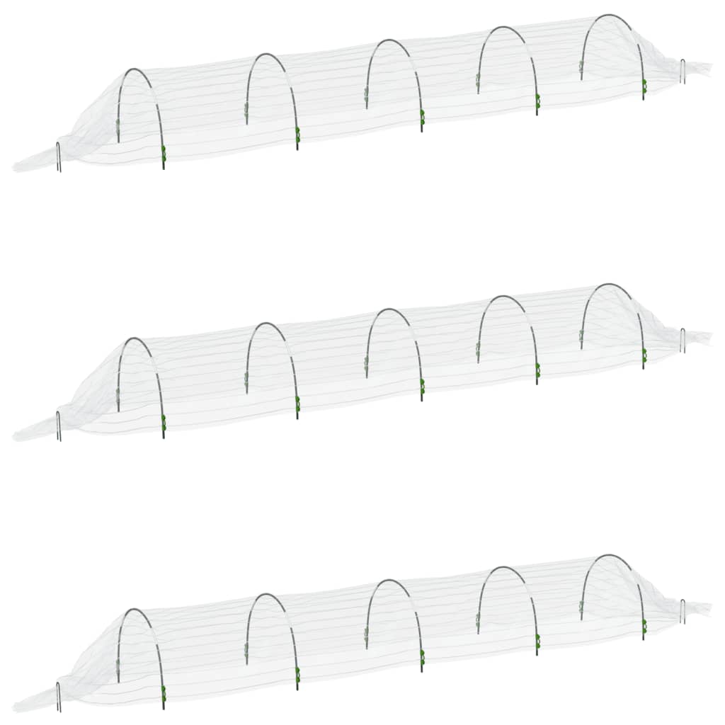 VidaXL Tunnels de culture 3 pcs 1,5x5 m fibre de verre et polypropylène