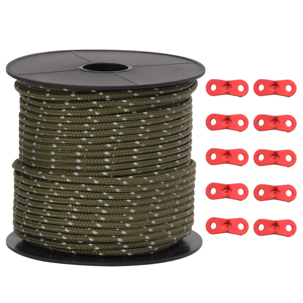 Hauban de tente Vidaxxl avec bandes réfléchissantes et tendeurs 50 m 4 mm