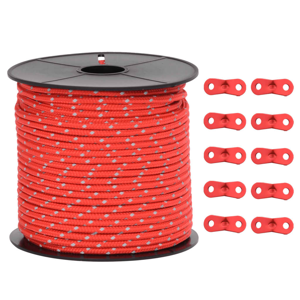 Hauban de tente Vidaxxl avec bandes réfléchissantes et tendeurs 50 m 4 mm