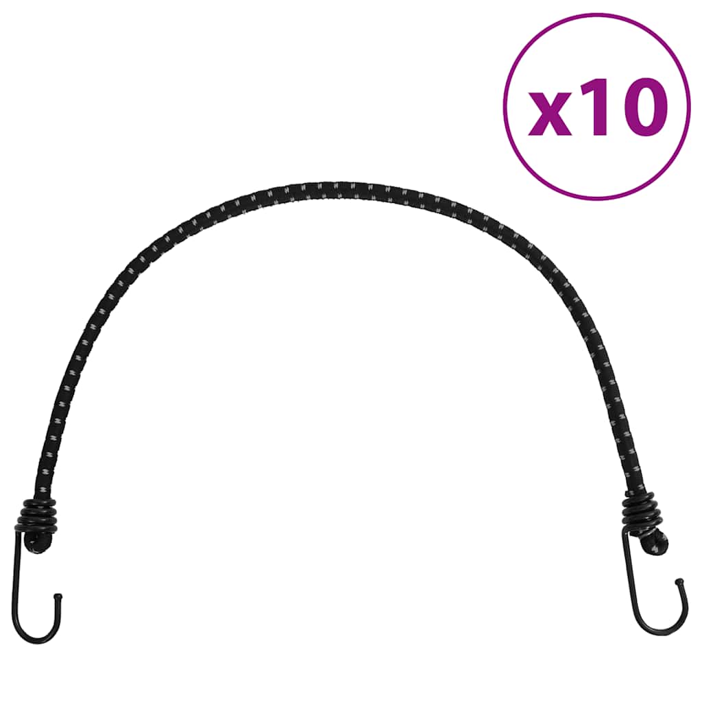 Vidaxl élastiques de tension avec bandes réfléchissantes et crochets 10 pièces 59 cm