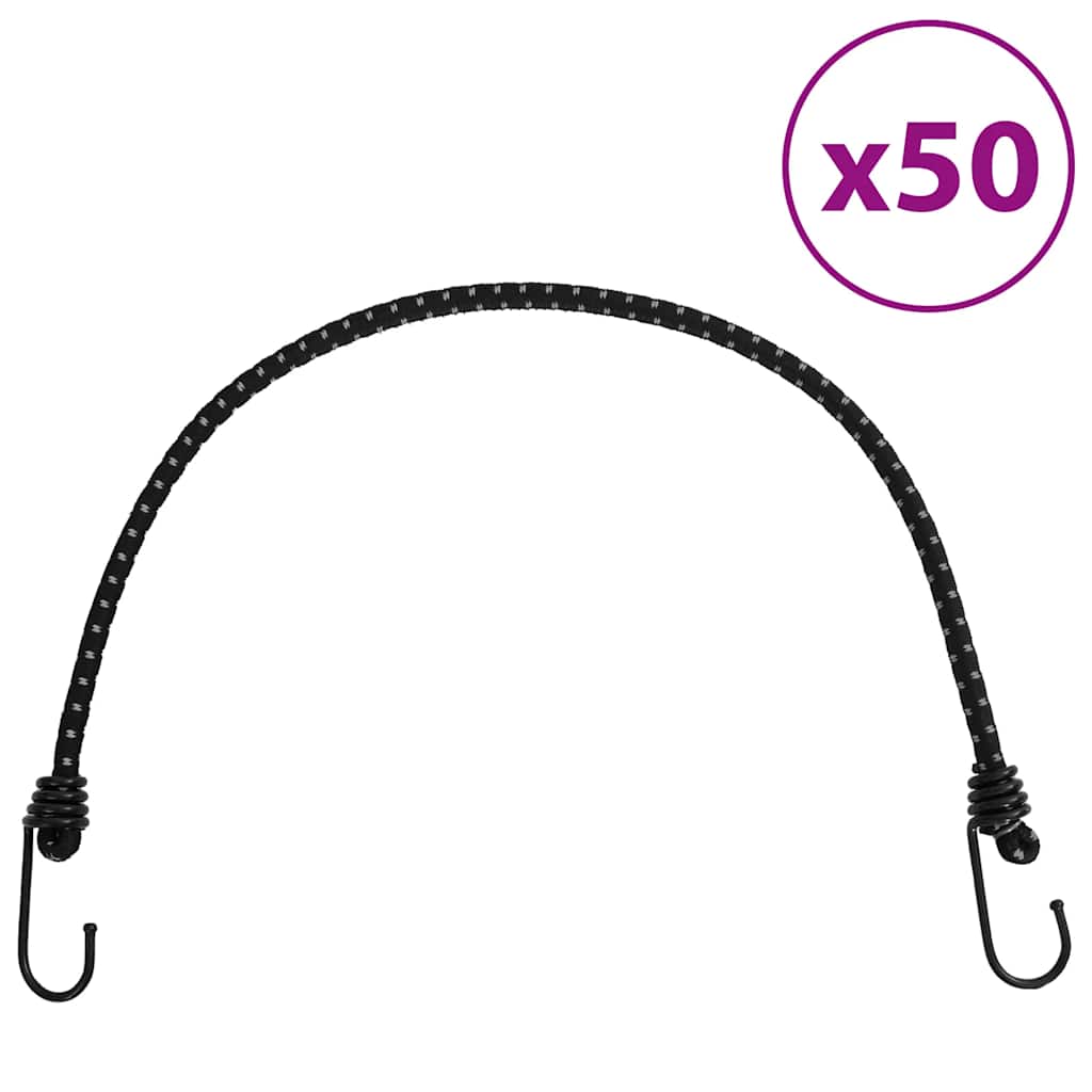 Vidaxl élastiques de tension avec bandes réfléchissantes et crochets 50 pcs 59 cm